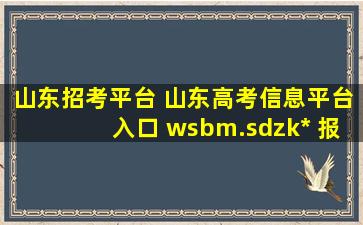 山东招考平台 山东高考信息平台入口 wsbm.sdzk.cn 报名完还能修改信息吗